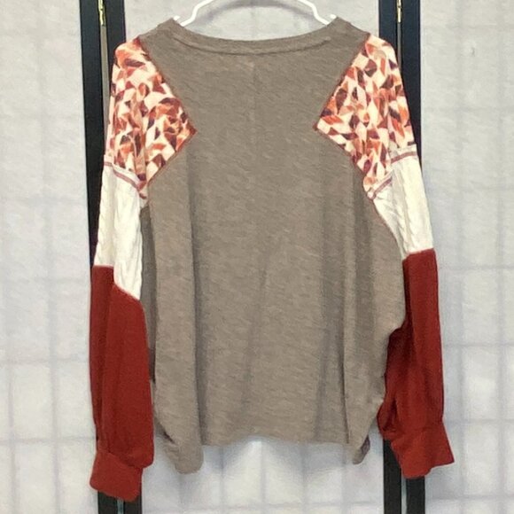 Maurices XL Long Sleeve Scoop Neck Dolman Top Mixed Fabric Pullover Blouse - Picture 2 of 13